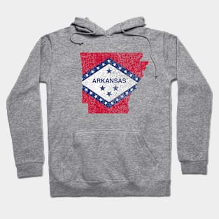 Arkansas Map and Flag distressed design Hoodie